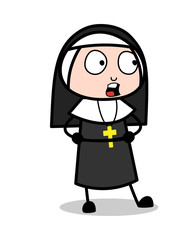 Talking - Cartoon Nun Lady Vector Illustration﻿