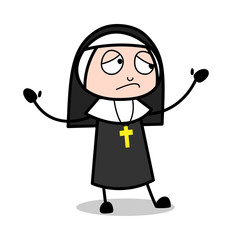 Disappoint - Cartoon Nun Lady Vector Illustration﻿