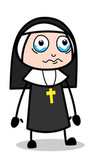 Eye with Full of Tears - Cartoon Nun Lady Vector Illustration﻿