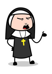 Debate - Cartoon Nun Lady Vector Illustration﻿