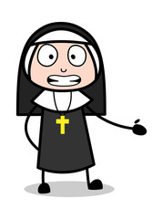 Awkward - Cartoon Nun Lady Vector Illustration﻿