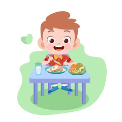 kid boy eat vector illustration