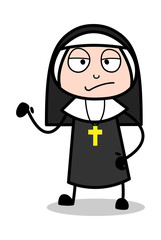 Neglect - Cartoon Nun Lady Vector Illustration﻿