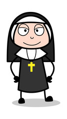 Cunning - Cartoon Nun Lady Vector Illustration﻿