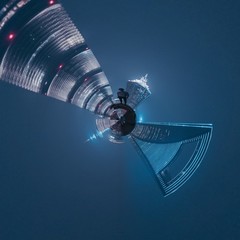 satellite on blue background