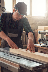 Worker making the wood box