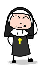Naughty - Cartoon Nun Lady Vector Illustration﻿