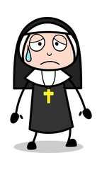 Hurt - Cartoon Nun Lady Vector Illustration﻿