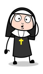 Dilemma - Cartoon Nun Lady Vector Illustration﻿