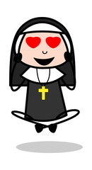 Affection - Cartoon Nun Lady Vector Illustration﻿