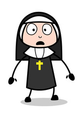 Very Scared - Cartoon Nun Lady Vector Illustration﻿