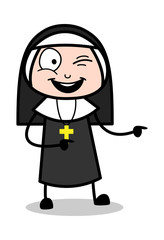 Making Fun - Cartoon Nun Lady Vector Illustration﻿