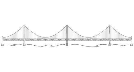 metal bridge over river, sketch