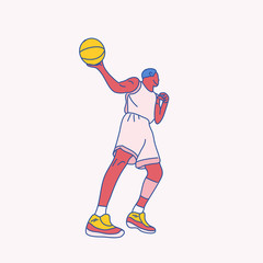 Fototapeta na wymiar Basketball player in action with ball vector design illustration