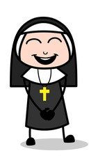 Happy - Cartoon Nun Lady Vector Illustration﻿