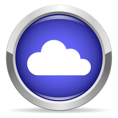 Cloud icon. Round bright blue button.