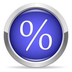 Percentage icon. Round bright blue button.