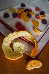 Tangerine slices and orange peel