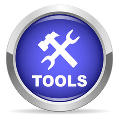 Obraz premium Tools icon. Round bright blue button.