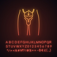 Urinary incontinence neon light icon
