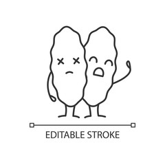 Sad thymus gland emoji linear icon