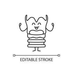 Happy larynx character linear icon