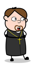 Having Conversation - Cartoon Priest Religious Vector Illustration