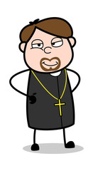 Standing and Smiling - Cartoon Priest Religious Vector Illustration