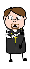 Patient with Fractured Hand - Cartoon Priest Religious Vector Illustration