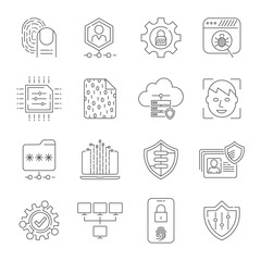 Personal data protection Icons, secure account login, user interface login, account registration, site access authorization, online protection and security. Design for web banners and apps. EPS 10