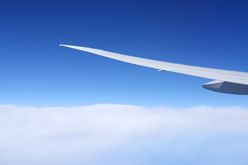 wing aircraft in the sky with clouds