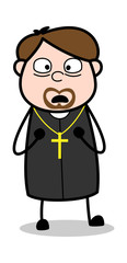 Horrified - Cartoon Priest Religious Vector Illustration