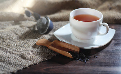 Brewed tea on a serving table