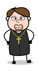 Satisfied - Cartoon Priest Religious Vector Illustration