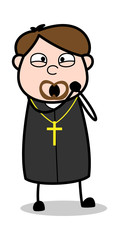 Loving - Cartoon Priest Religious Vector Illustration