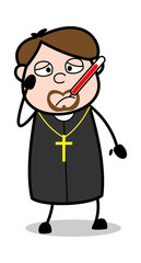 Ill - Cartoon Priest Religious Vector Illustration