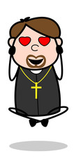 Fall in Love - Cartoon Priest Religious Vector Illustration