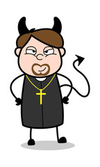 Devil - Cartoon Priest Religious Vector Illustration