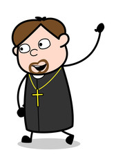 Fototapeta premium Hello Gesture - Cartoon Priest Religious Vector Illustration