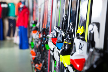 Skis for sale in store of Barcelona