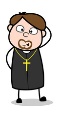 Frightened - Cartoon Priest Religious Vector Illustration