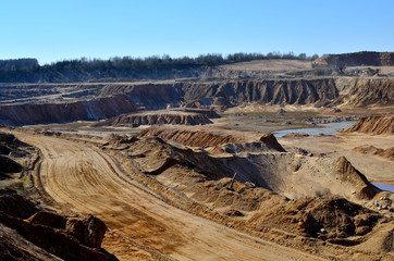 Aerial view of a mining sand pit