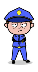 Disappointed - Retro Cop Policeman Vector Illustration