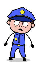 Concerned - Retro Cop Policeman Vector Illustration