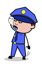 Spirit Leaving Body - Retro Cop Policeman Vector Illustration