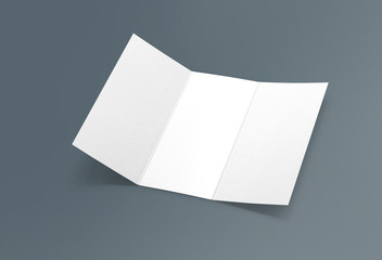Tri-fold brochure mock-up. Blank brochure white template paper on background. Three fold paper brochure for your design.