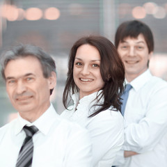 in full growth. portrait of confident business team in the office.