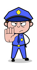 Stop Signal - Retro Cop Policeman Vector Illustration