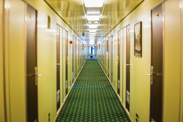 Long corridor of cruise ship