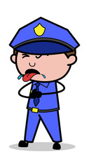 Disgust - Retro Cop Policeman Vector Illustration
